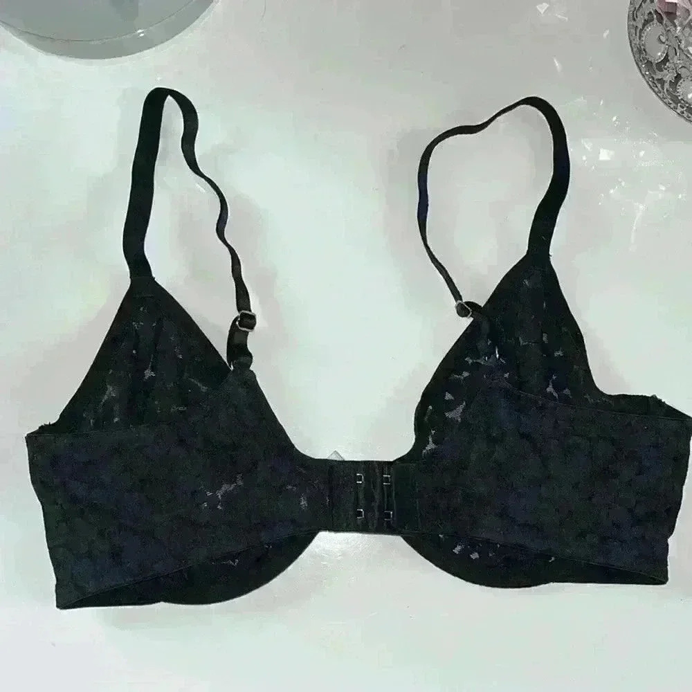 Savage X Fenty middle bow Lace Unlined Black Bra sz 34D - Picture 4 of 6